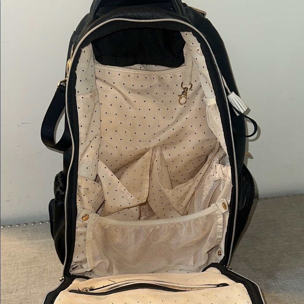 Itzi Ritzi Diaper Bag Backpack Black and Gold, Large Capacity Boss Baby Bag - Picture 6 of 10